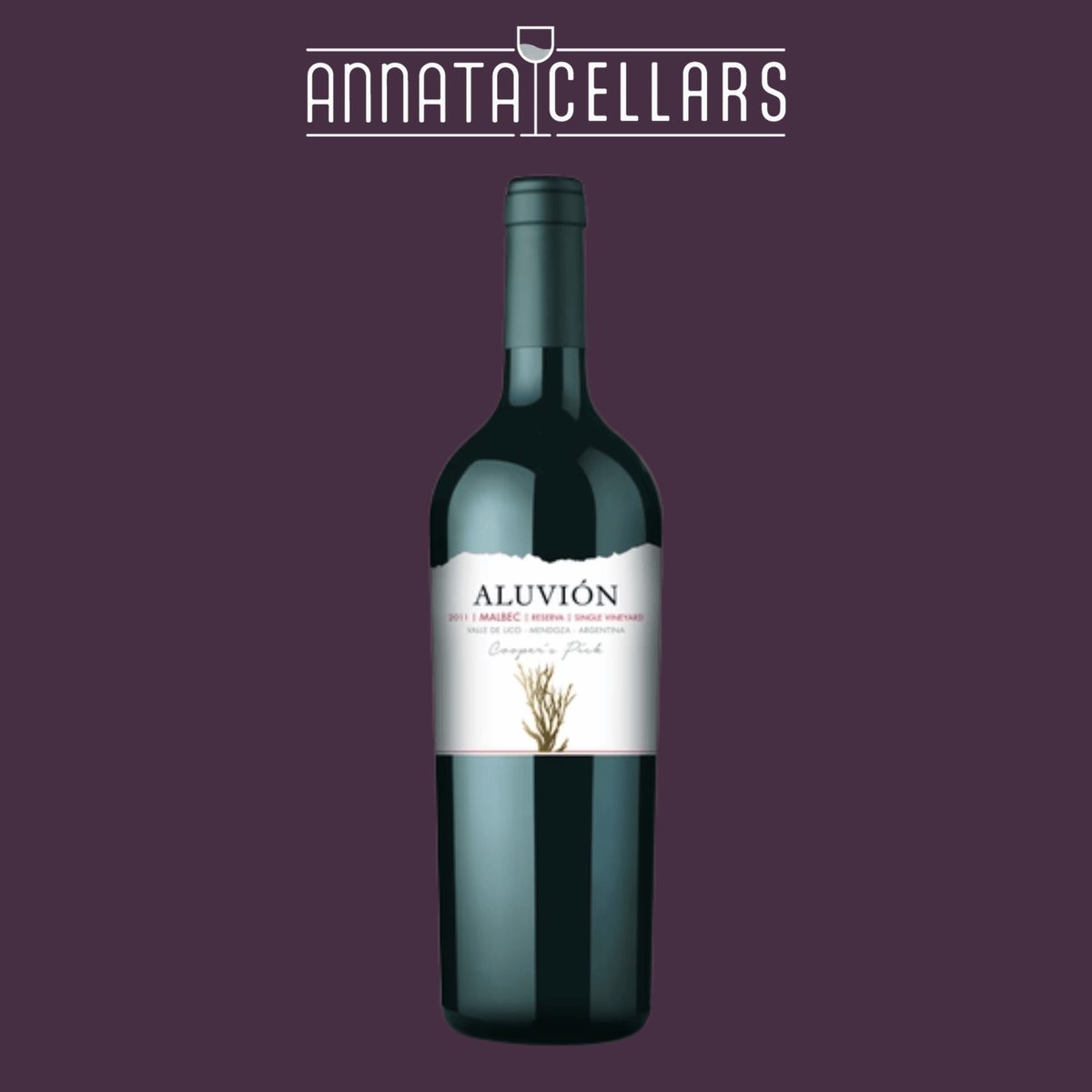 Malbec Reserva wine bottle with dark green glass and light label