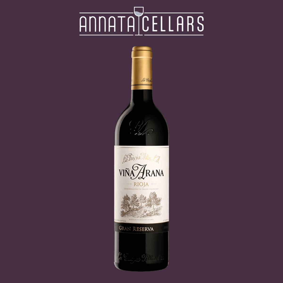 2016 La Rioja Alta Arana Gran Reserva wine bottle with gold cap and dark glass
