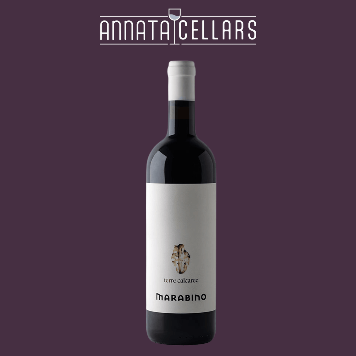 2019 Marabino Nero d’Avola wine bottle with white label and dark glass
