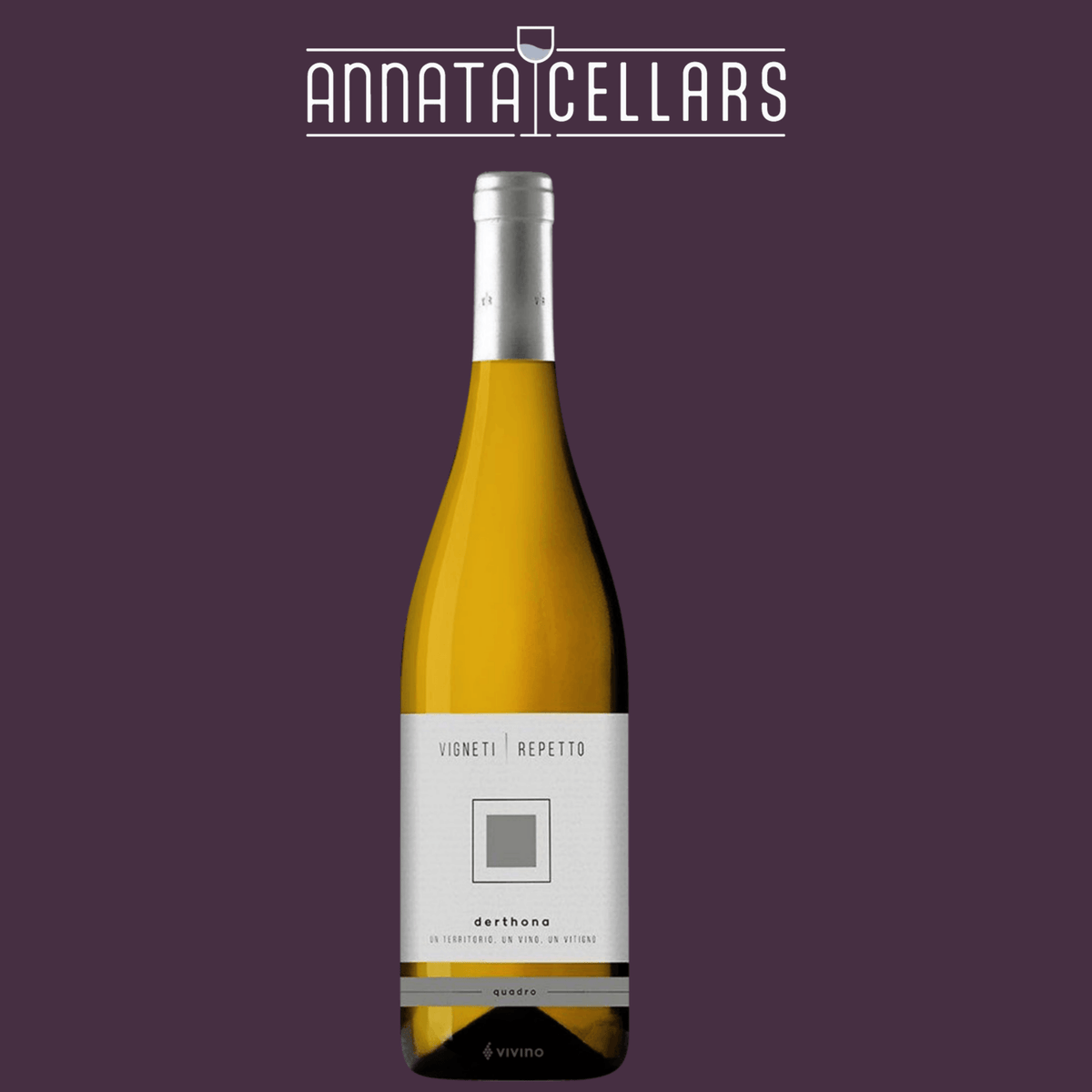 Wine bottle with yellow liquid, white label, foil cap, and dark base