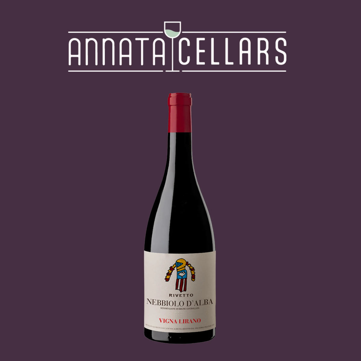 Red wine bottle with red cap and cream label