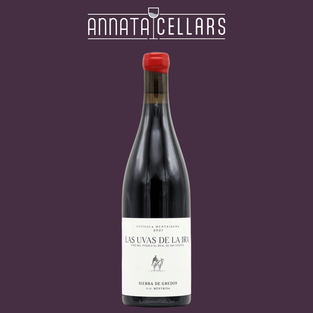 Garnacha wine bottle with dark glass and red screw cap, white label