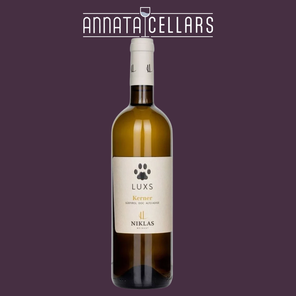 White wine bottle with Kerner label and foil-wrapped cork