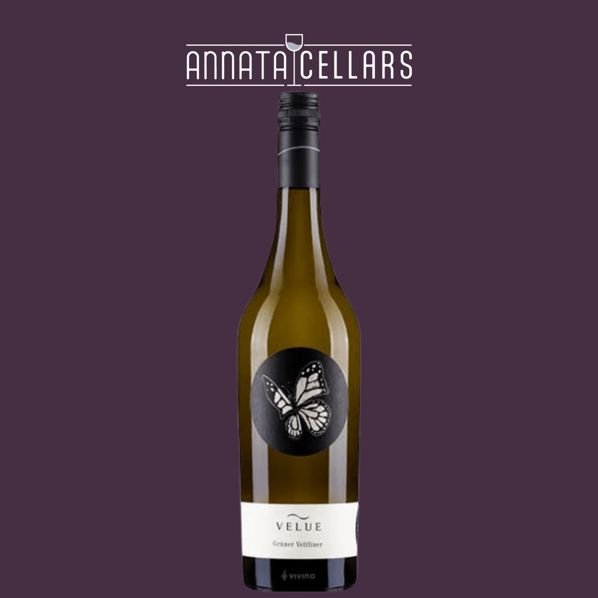 Johannes Zillinger Velue Grüner Veltliner wine bottle with butterfly label