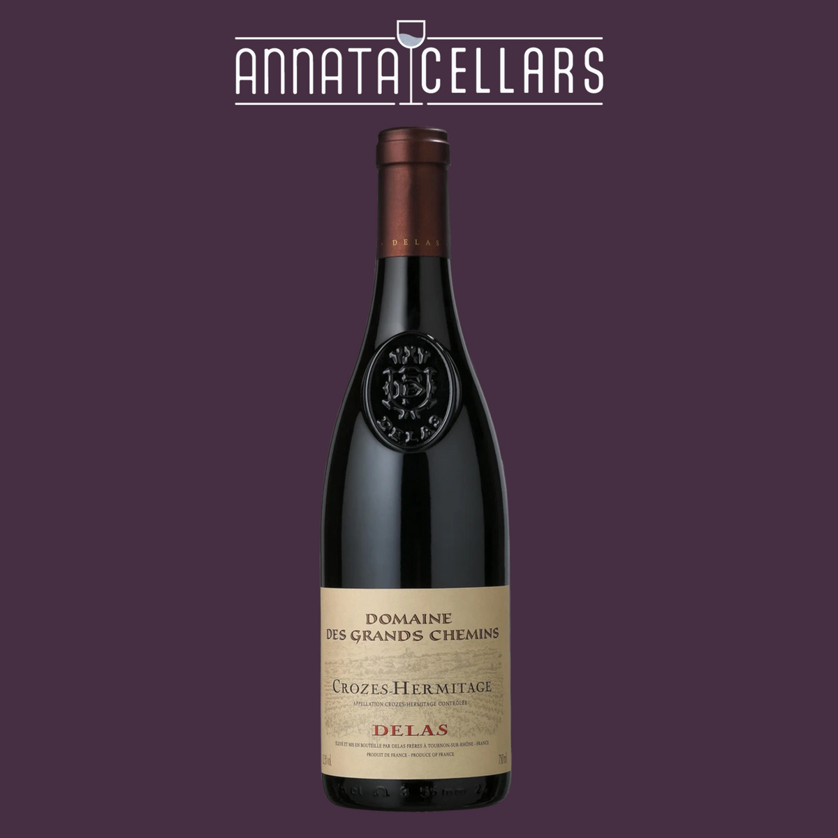 Delas Frères Domaine des Grands Chemins Crozes-Hermitage red wine bottle