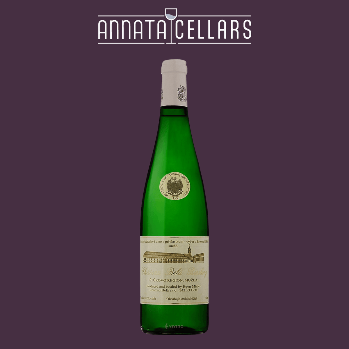 Riesling wine bottle with green glass and cream label