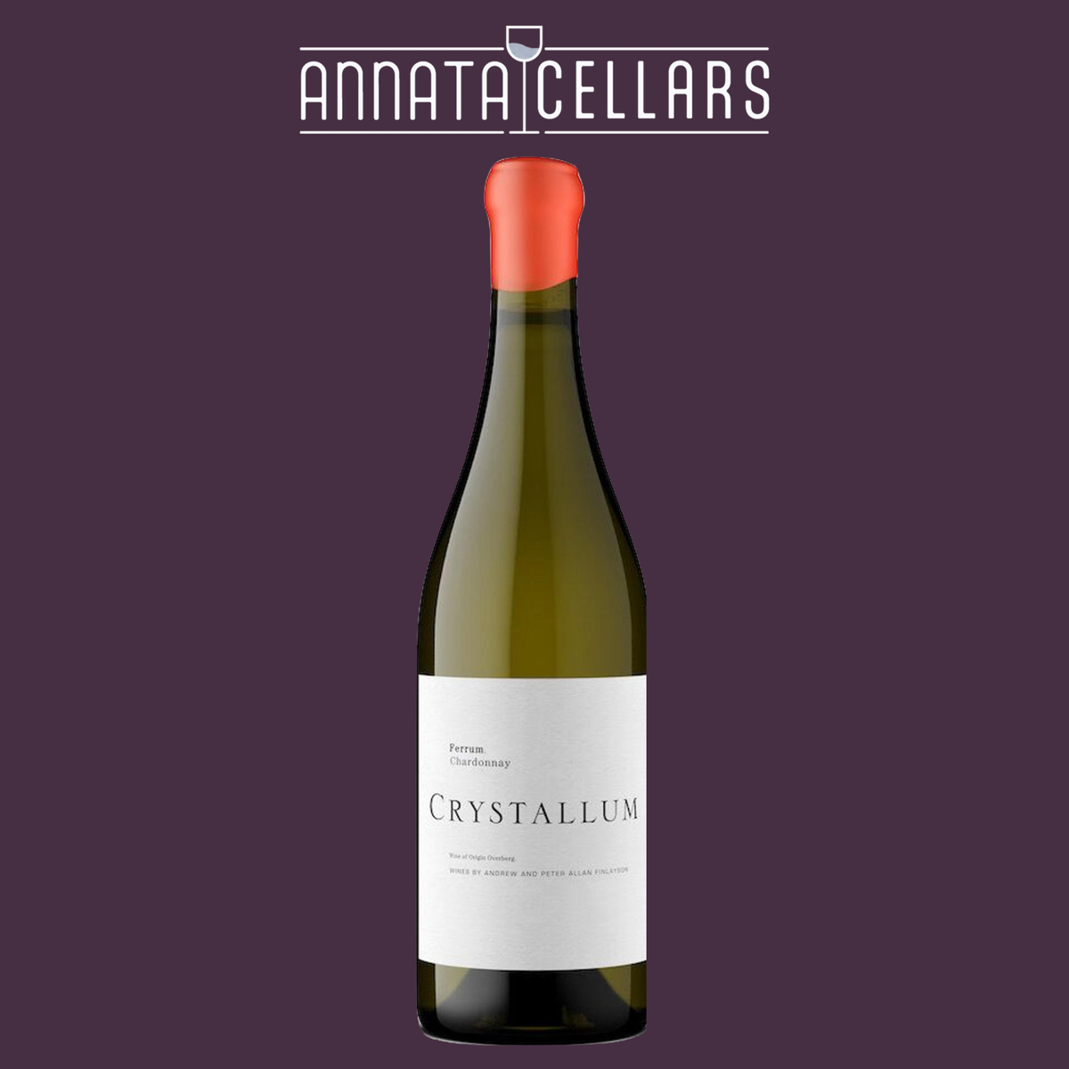 Chardonnay wine bottle with green glass and orange foil cap