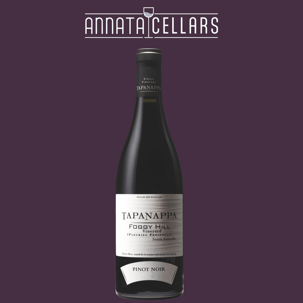 Tapanappa Foggy Hill Pinot Noir bottle, dark glass with label and foil cap