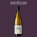 Albariño white wine bottle with yellow label and dark glass