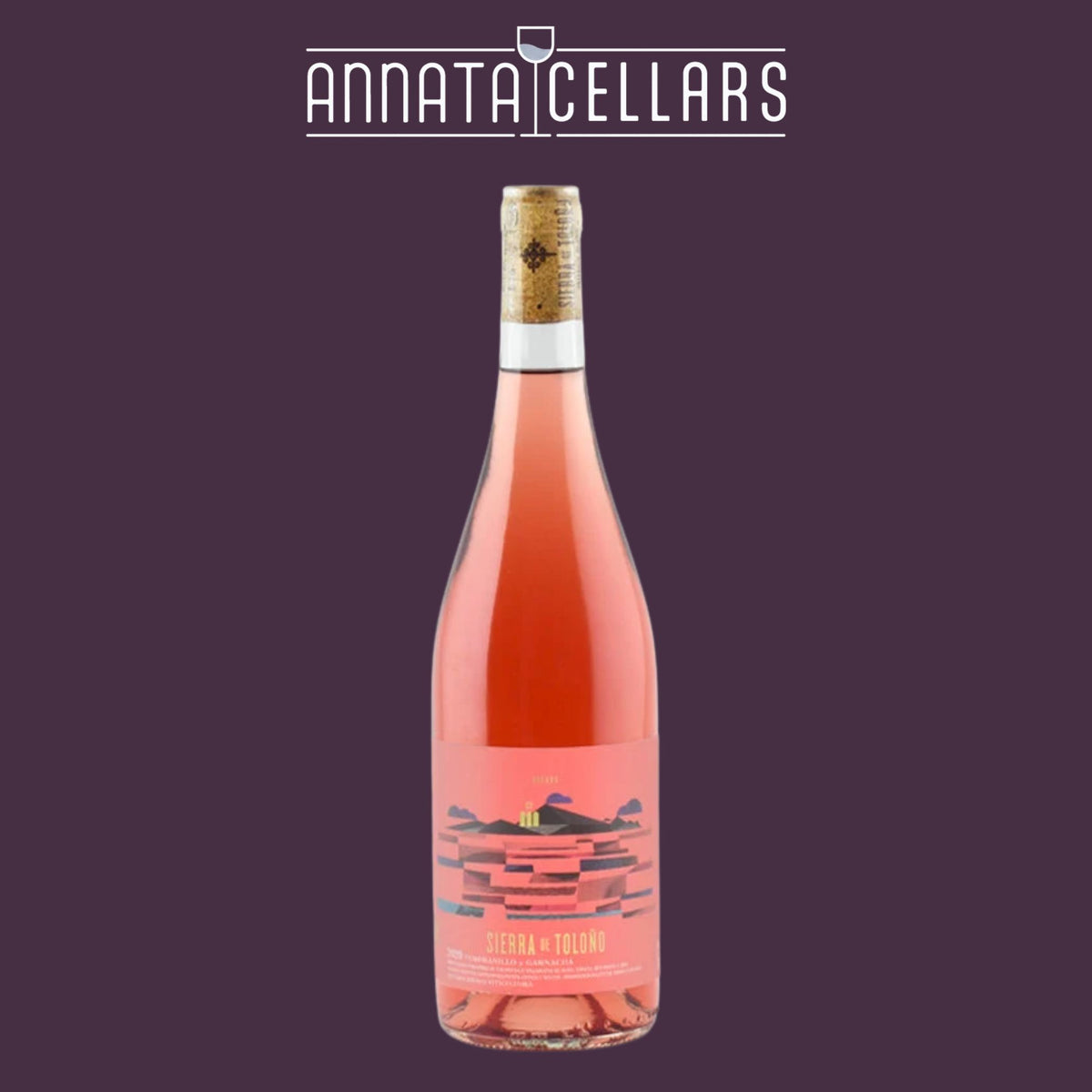 Sierra de Toloño rosé wine bottle with pink label