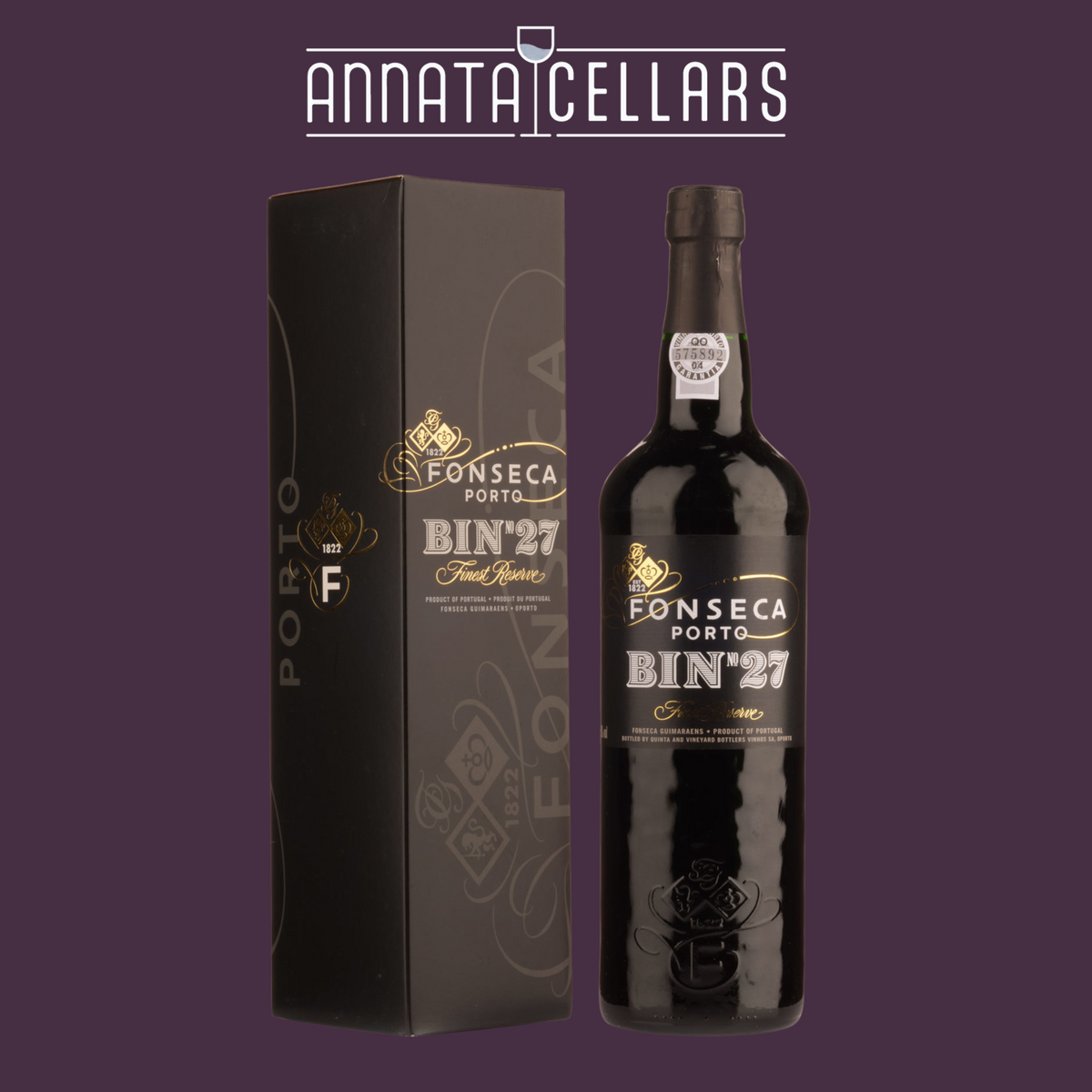 Fonseca Bin 27 Port wine bottle with black gift box, 750ml